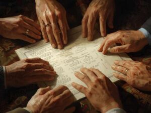 Familia empresaria revisa un protocolo familiar para ordenar la sucesión y la toma de decisiones