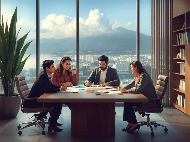 Familia empresaria analizando decisiones de largo plazo como ejemplo de empresas familiares en Guatemala.